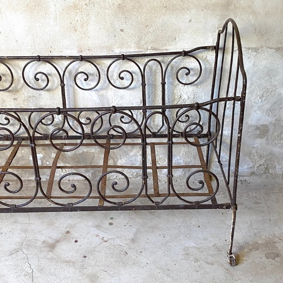 Vintage Smeedijzeren Bank – Eenpersoonsbedden, Iron (photo 6 of 8)