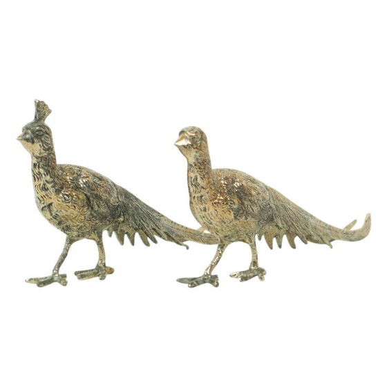 Image 1 of Paire de statues de faisans en métal