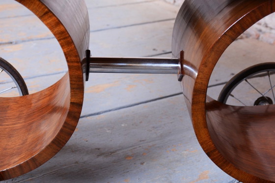 Restored Art Deco Serving Trolley, Walnut, Revived Polish, France, 1920s – Bar carts, Metal, Rubber (photo 4 of 8)