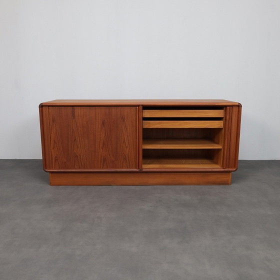 Image 1 of Danish Modern Teak Sideboard with Tambour Doors by Kibaek Møbelfabrik, Denmark, 1970s