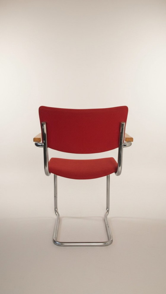 4 original Thonet S 43 armchairs by Mart Stam – Red – Dining chairs, Chrome (photo 8 of 8)