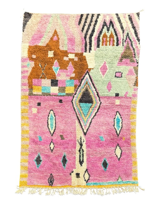 Pink Moroccan Berber Wool Rug 160X250 Cm