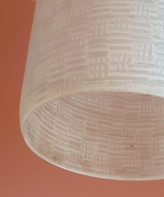 Image 1 of Grande lampada a sospensione vintage a cilindro in vetro, anni '50