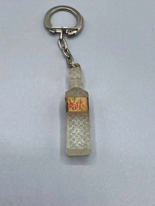Bart's Rum Promotional Keychain – Miniature Resin Bottle – portemonnees klein lederwaren, Metal, Vintage