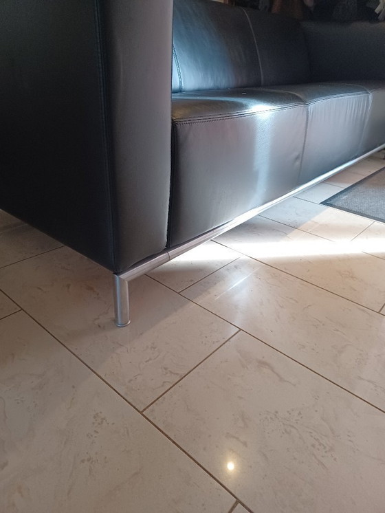 Image 1 of Sofá Gelderland, 3 plazas, cuero, modelo 6710, negro, Jan des Bouvries