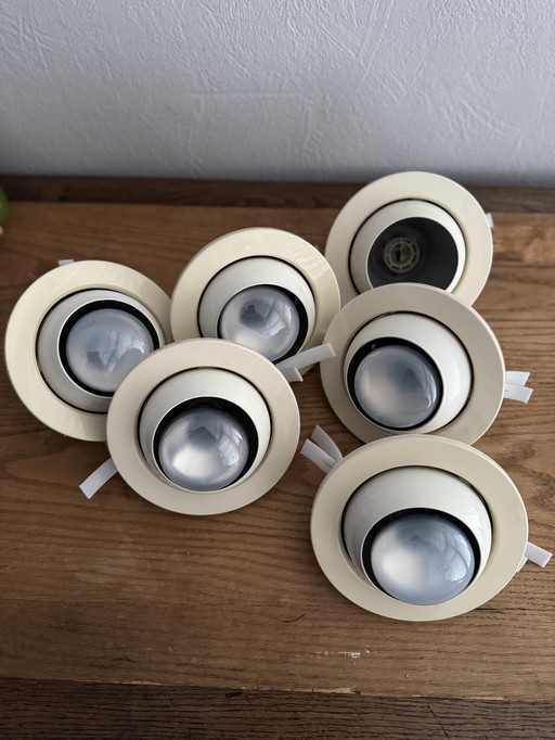 Plafond inbouwspots van Massive 6x beige/wit
