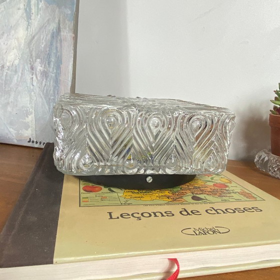 Vierkante Wandlamp plafondlamp transparant glas oude vintage armatuur 1970 1980 – Wandlampen (photo 5 of 9)