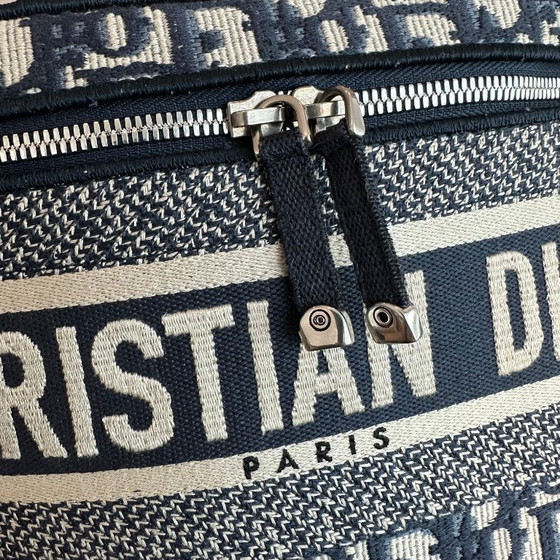 Image 1 of DIOR VANITY OBLIQUE EMBROIDERY TOP HANDLE CAG IN JACQUARD BLUE SHW