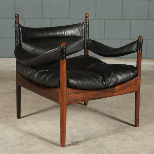 Poltrona lounge 'Modus' di Kristian Vedel - Søren Willadsen - anni '60 – fauteuils, Leather, Wood, Vintage