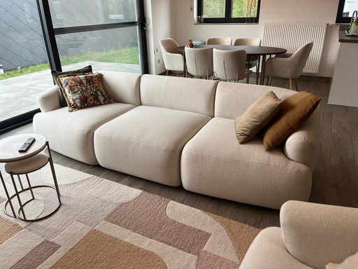 3-seater and armchair in beige woven fabric from Westwing