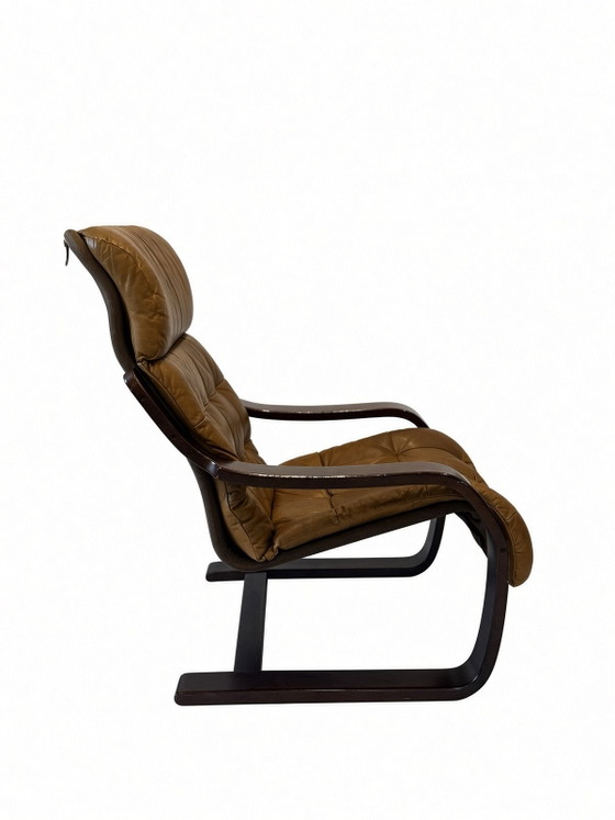 Design Sigurd Resell „Gatsby“|Fauteuil Cantilever|Vatne Møbler|1970, Cuir, Marron (photo 3 sur 11)