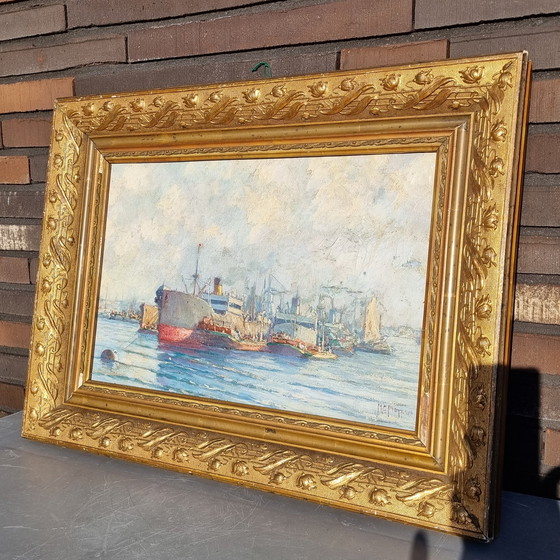 Image 1 of Dutch Harbor View, dipinto antico firmato