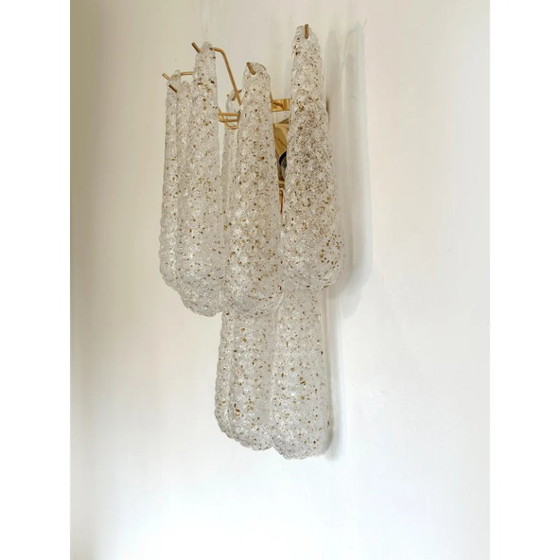 Image 1 of Set of 2 Modern “Conchiglie” Gold Murano Glass Wall Sconces