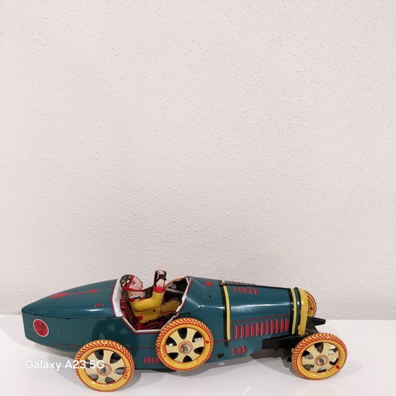 Image 1 of Vintage blikken speelgoed - Bugatti T-35 Racer | Wind-Up auto | Retro verzamelobject met originele doos - 20 cm