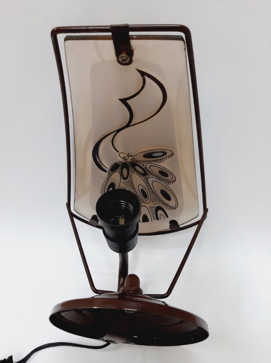 Image 1 of  Vintage wall light sconce with ornate glass shade