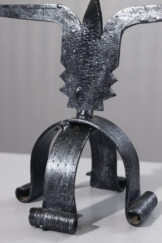 Image 1 of Brutalist design 3-light wrought iron candlestick candelabra, 1950s