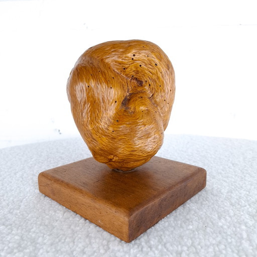 Scultura/statua in legno vintage forma organica anni '70