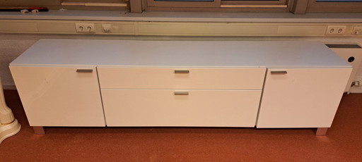 High-gloss white TV stand | modern | 240 cm wide