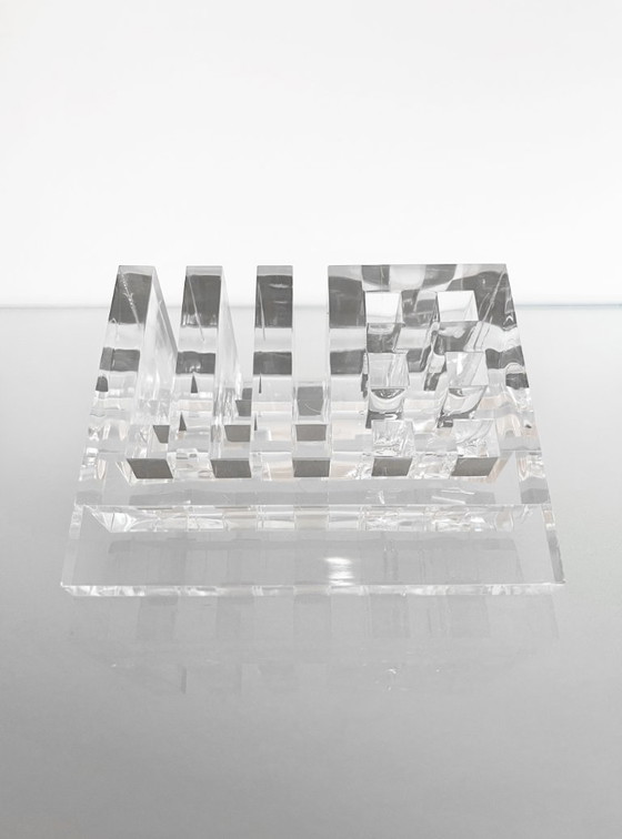 Image 1 of Vintage Guzzini Acrylic Pen Tray Desk Organizer