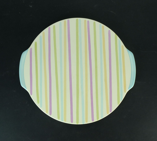 1950s cake plate gruenstadt with stripe pattern in pastel colors