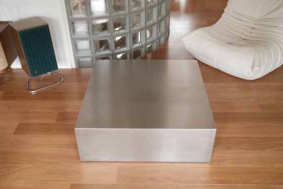 Table basse vintage en acier inoxydable - Mid Century / Stainless Steel, Tables basses, rvs, Argenté (photo 2 sur 6)