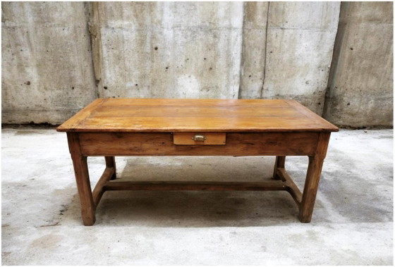Image 1 of Superb farmhouse table, draper's table, solid oak, 19th century or earlier