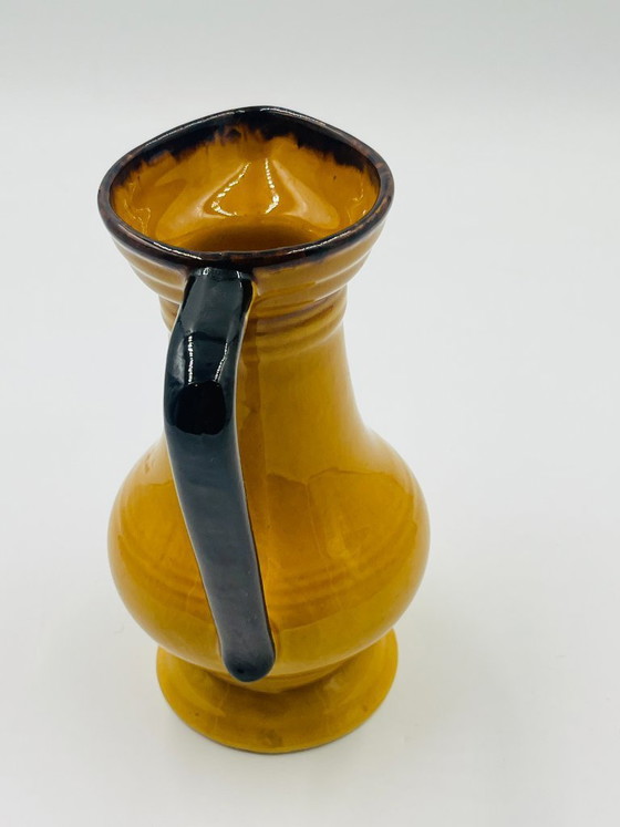 Image 1 of Pair of Vintage Coulobres Ochre Ceramic Vases