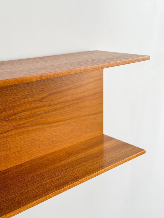 Image 1 of Wandplank van teakhout, 200 cm, van Walter Wirz voor Wilhelm Renz