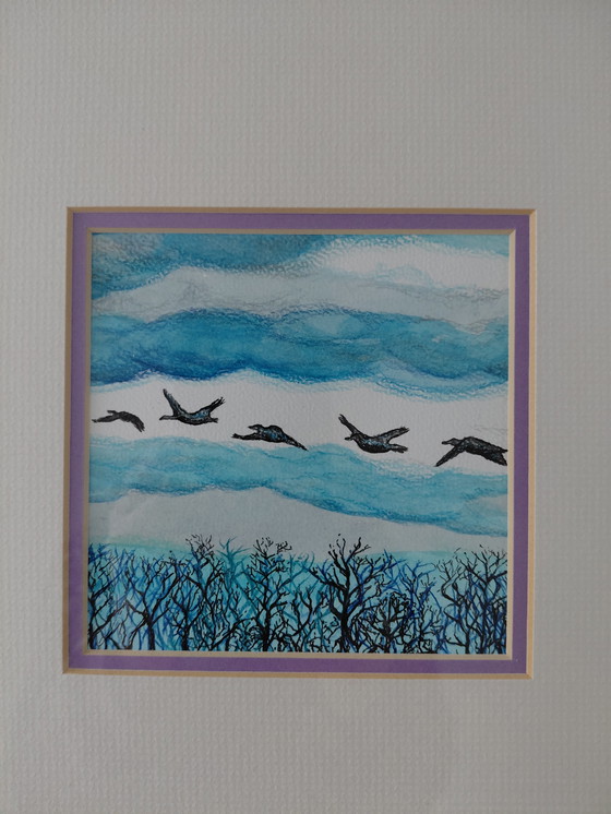 Image 1 of "Geese above the treetops" Gallery Suncorner