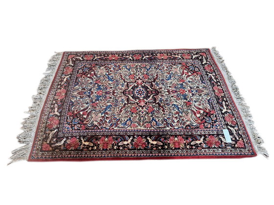 Tappeto Bijar/Bidjar annodato a mano, rosso e blu, con motivi di uccelli, 120x158 cm, Iran – Tappeti, Wool (photo 2 of 6)