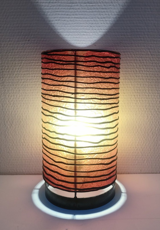 Image 1 of Lampe Harz Metall Zylinder 90er Jahre