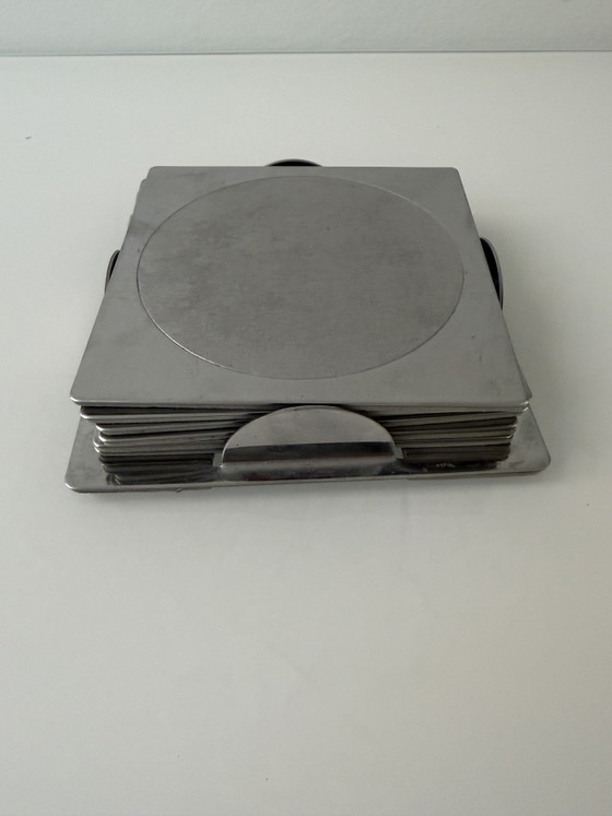 Ikea Groggy coasters (6 pieces) in holder – IKEA Vintage Design Classics, Table accessories, rvs (photo 12 of 14)