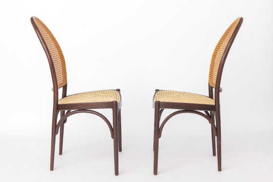 Paire de Chaises de Salle à Manger Vintage Thonet en Bois Courbé avec Cannage Viennois, Années 1960-1970 (photo 2 of 11)