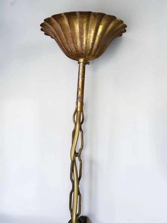 Lampadario in metallo dorato Hollywood Regency, Hans Kögl anni '70 (photo 6 of 14)