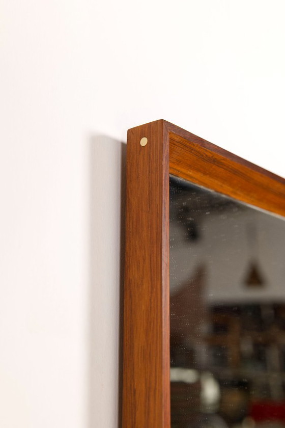Image 1 of Rosewood mirror with brass pins, AM spejle Denmark, 1960's