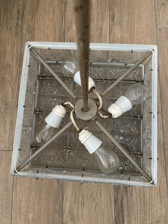 Image 1 of Lustre vintage en verre d'art et laiton de Kamenicky Senov, Tchécoslovaquie, années 1970