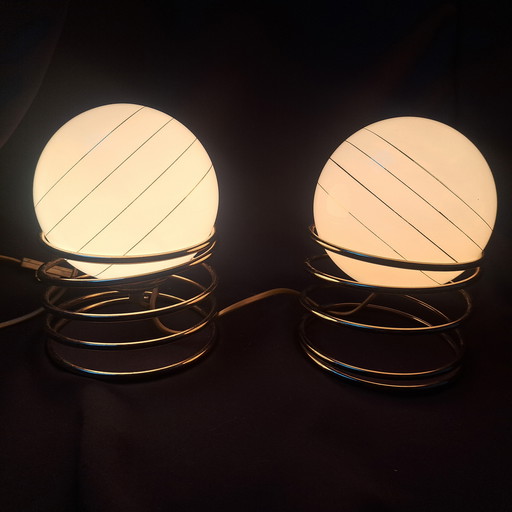 Set Of 2 Vintage Massive Table Lamps - Hollywood Regency Style - 1970s/80s