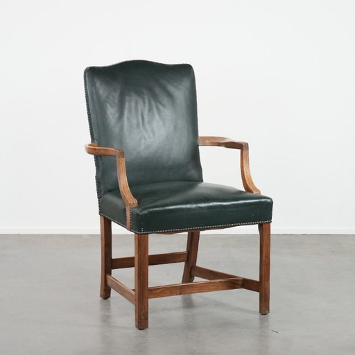 Old English cowhide leather and wood Gainsborough occasional/desk chair