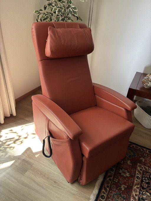 Fauteuil Relax Électrique avec Fonction Releveur, Cuir Cognac