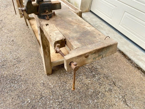 Image 1 of Etabli De Menuisier Français Ancien En Hêtre Massif – Début XXe