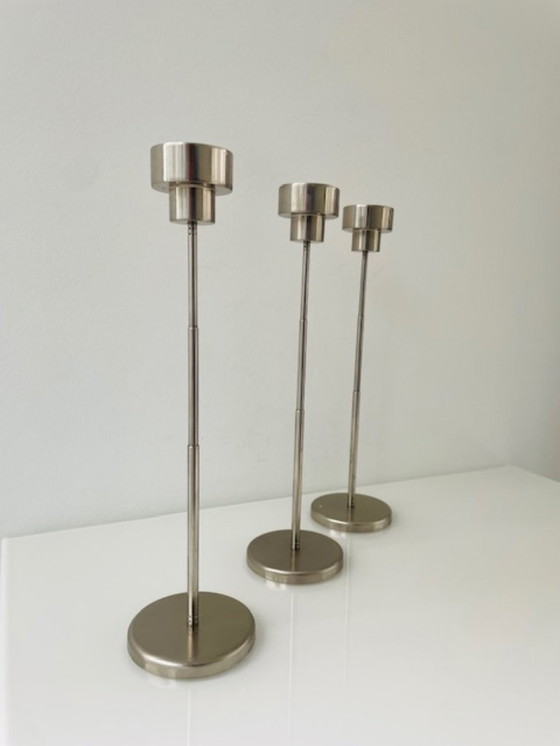 Image 1 of Set di 3 candelieri regolabili in acciaio inox
