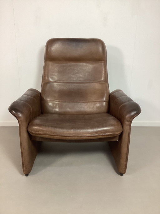 Brutalist Desede De Sede Vintage Ds50 Buffalo Leather Lounge Chair Armchair