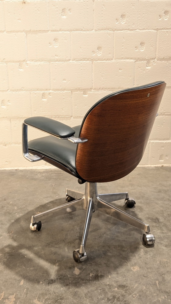 Image 1 of sedia da ufficio mim racing in pelle verde e legno di palissandro