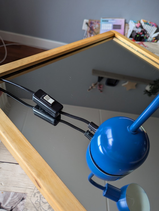 Image 1 of Lampada da scrivania vintage in metallo blu