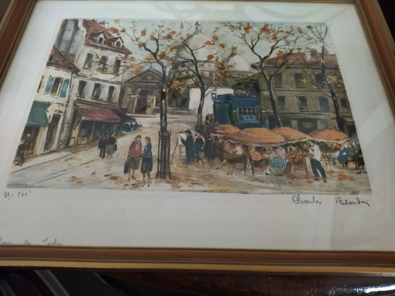 Image 1 of Litografia firmata da Charles BLONDIN (1913-1991) - "Parigi, Place du Tertre"