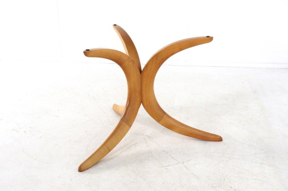 Image 1 of Table basse Alma Möbel avec pieds en forme de boomerang et plateau en verre, vintage