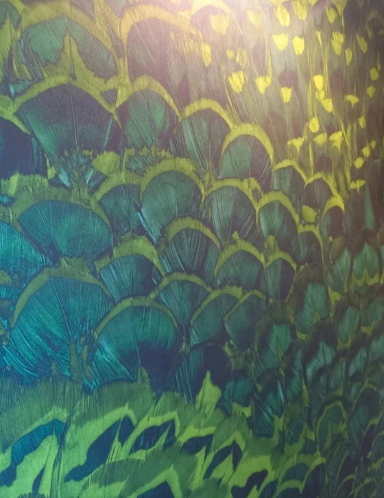 Image 1 of Papel pintado fotográfico/papel pintado no tejido con plumas de pavo real - Marca Komar