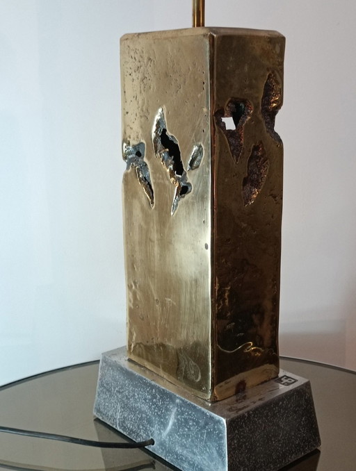 Lampe Brutaliste en Bronze par David Marshall 1980