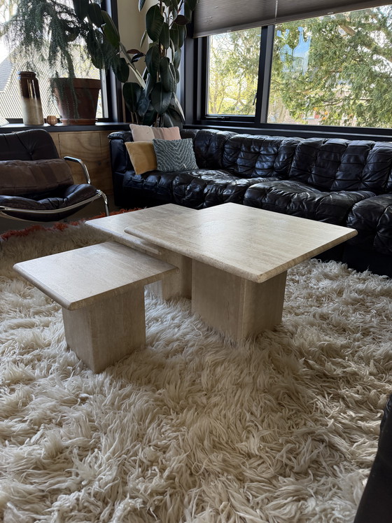 Image 1 of 3 x travertine nesting coffee tables