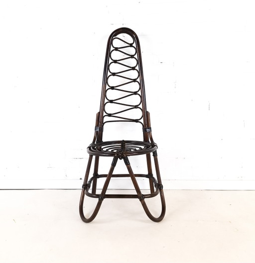 Chaise vintage en bambou/roseau marron foncé Rohe Noordwolde